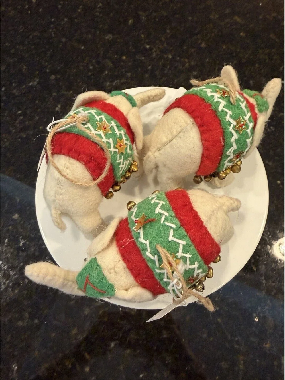 Pier 1 Set Of 3 Felt Elephant Christmas Ornaments  With Tags